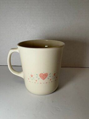 VTG Corning Ware Cup Coffee Cup Mug Forever Yours Cream, Pink Heart Flowers